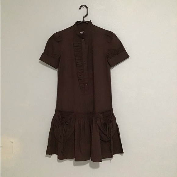 Brown Short Sleeve Mini Dress - Picture 1 of 4